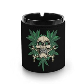 Cenicero de Piel con Calavera y Cannabis